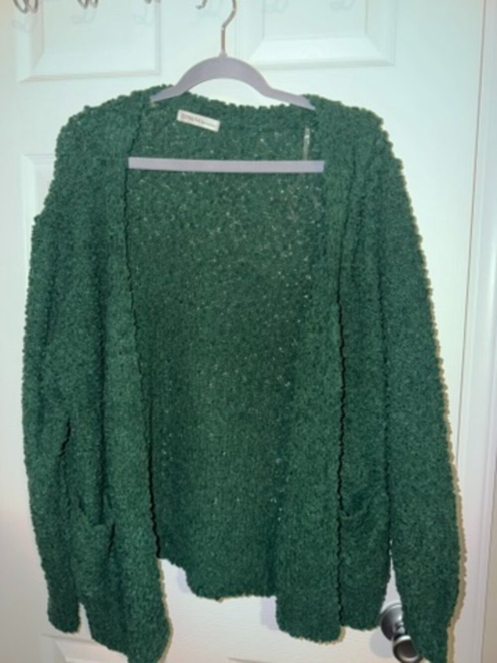 Zenana Forest Green Popcorn Knit Cardigan Size L NWOT
